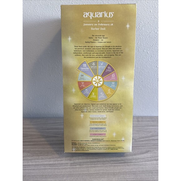 2004 Zodiac Collection Aquarius Barbie Collector Pink Label Mattel #C6238 - Picture 6 of 7